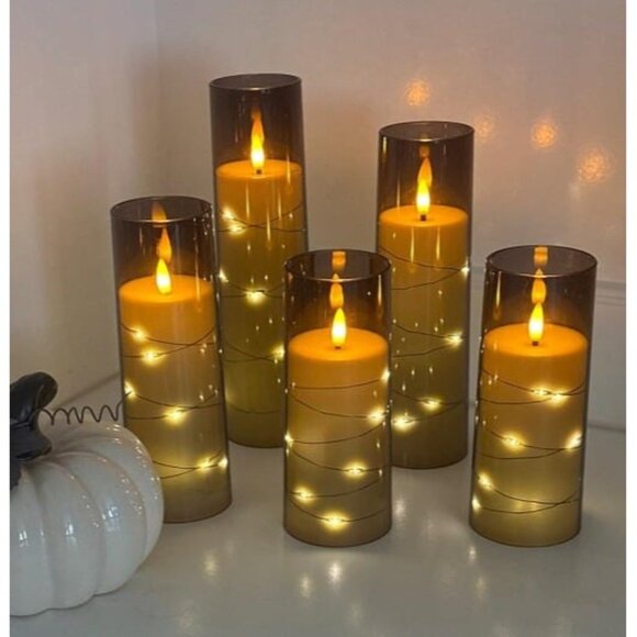 New Flameless LED Candles with Timer 5 Pc Flickering Flameless Candles - Picture 2 of 2